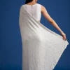White Net Sequins Saree with Scalloped Embroidered Border
