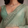Sea Green Tissue Saree With Cutdana And Stone Embroidery