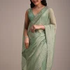 Sea Green Tissue Saree With Cutdana And Stone Embroidery