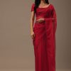 Cherry Red Organza Saree With Cut Dana And Sequins Work