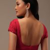 Cherry Red Organza Saree With Cut Dana And Sequins Work