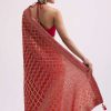 Hot Pink Woven Khadi Georgette Saree With Unstitched Blouse