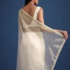 White Glass Tissue Saree With Sequin Embellishments