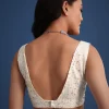 White Glass Tissue Saree With Sequin Embellishments