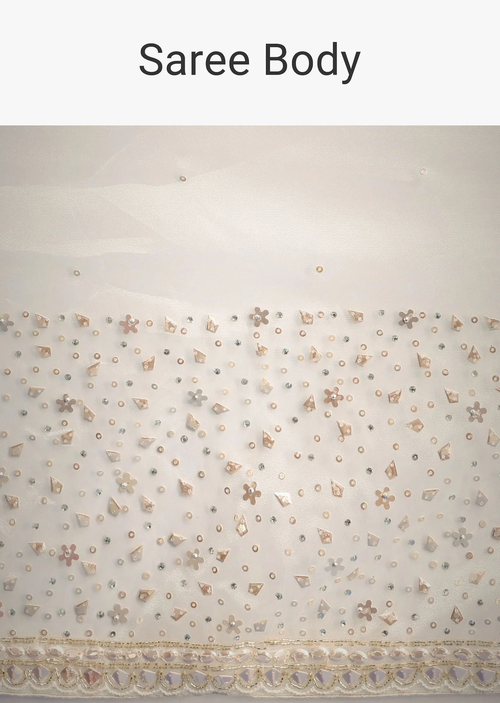 White Glass Tissue Saree With Sequin Embellishments