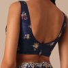 Blue Floral Print Tussar Silk Saree With Unstitched Blouse Piece