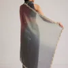 Greyish Purple Ombre Tissue Saree With Scallop Border