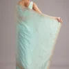 Blue Glass Tissue Saree With Cutdana Sequin And Beaded Embroidery