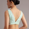Blue Glass Tissue Saree With Cutdana Sequin And Beaded Embroidery