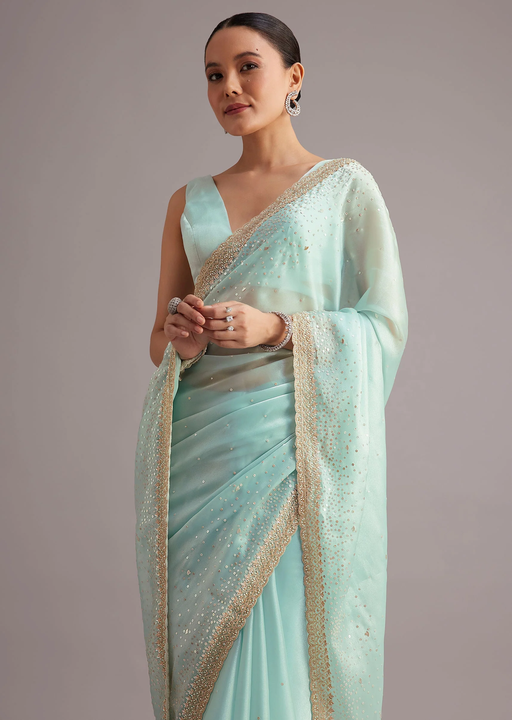 13565-unstitched-fabric-only-unstitched-fabric-only-variation-1.webp Blue Glass Tissue Saree With Cutdana Sequin And Beaded Embroidery