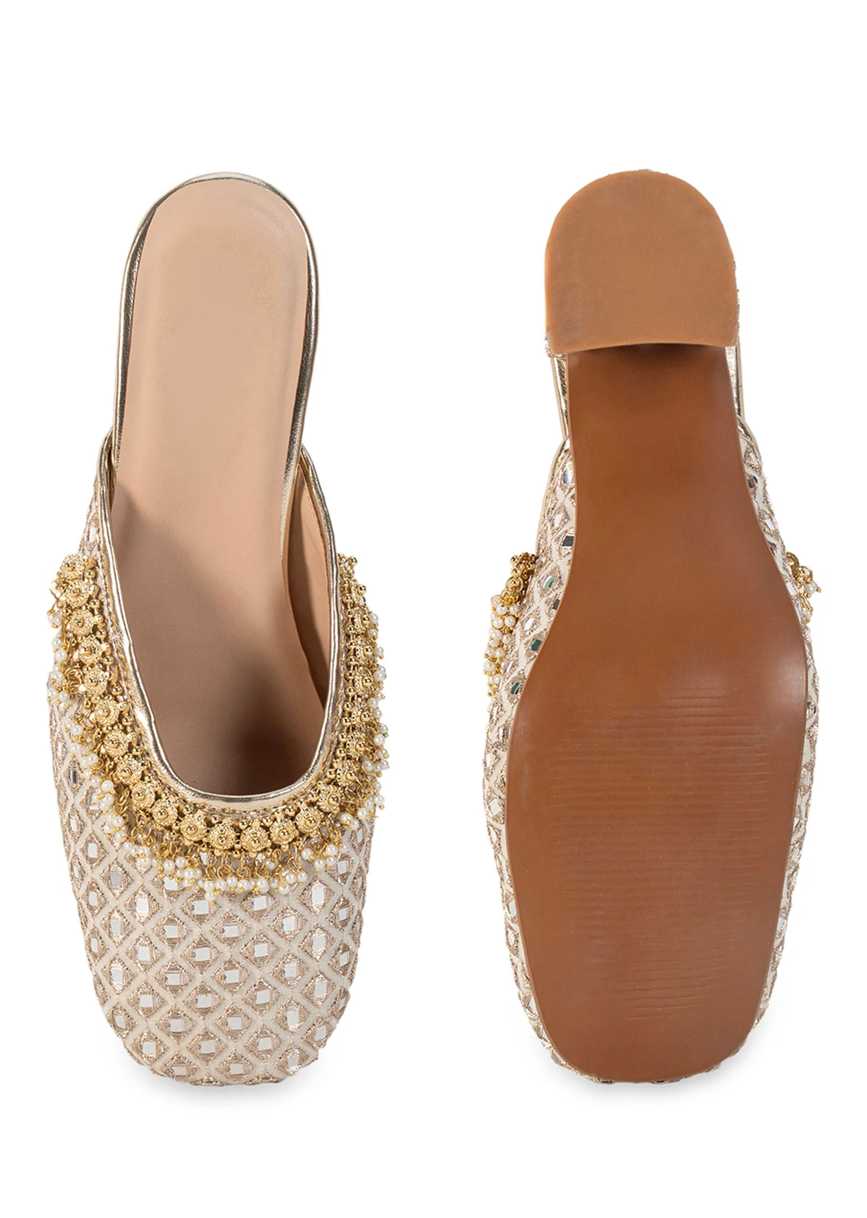 Off-White Mirror Embellished Mules