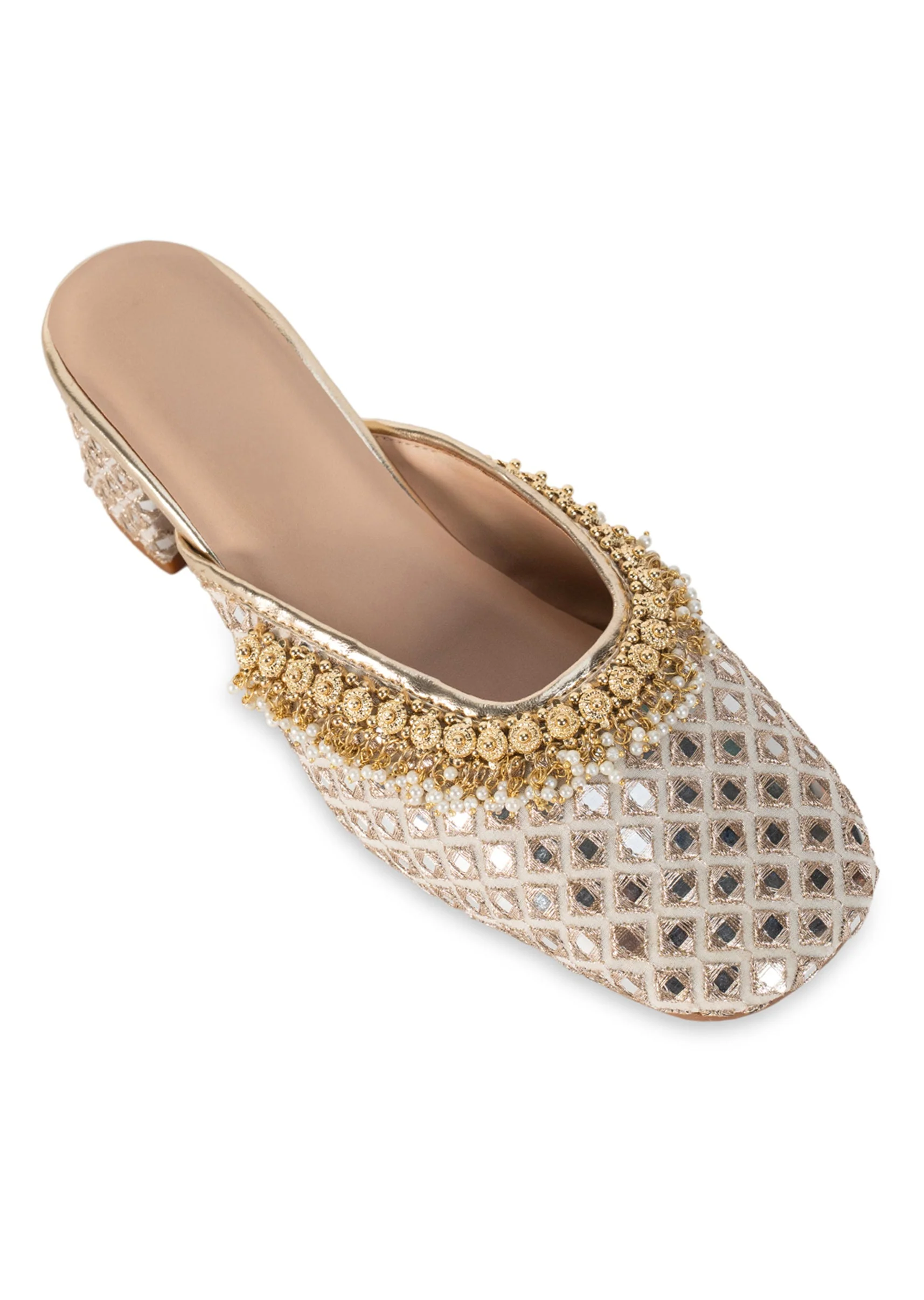 Off-White Mirror Embellished Mules