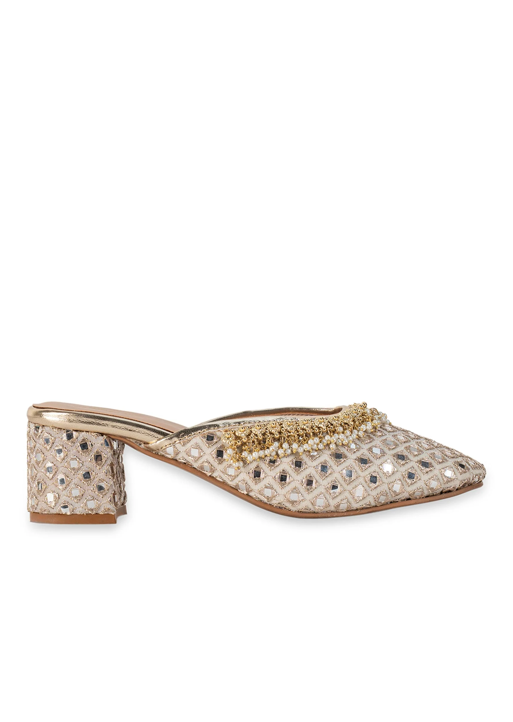 Off-White Mirror Embellished Mules