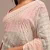 Peach Ombre Chikankari Saree With Unstitched Blouse