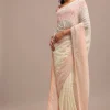 Peach Ombre Chikankari Saree With Unstitched Blouse