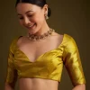 Gold Kanjivaram Silk Saree With Zari Border