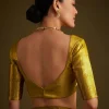 Gold Kanjivaram Silk Saree With Zari Border