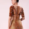 Orange Tissue Saree With Embroidered Rust Orange Stitched Blouse