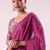 Pink Chanderi Tissue Saree With Silver Rani Tissue Stitched Blouse