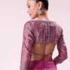 Pink Chanderi Tissue Saree With Silver Rani Tissue Stitched Blouse