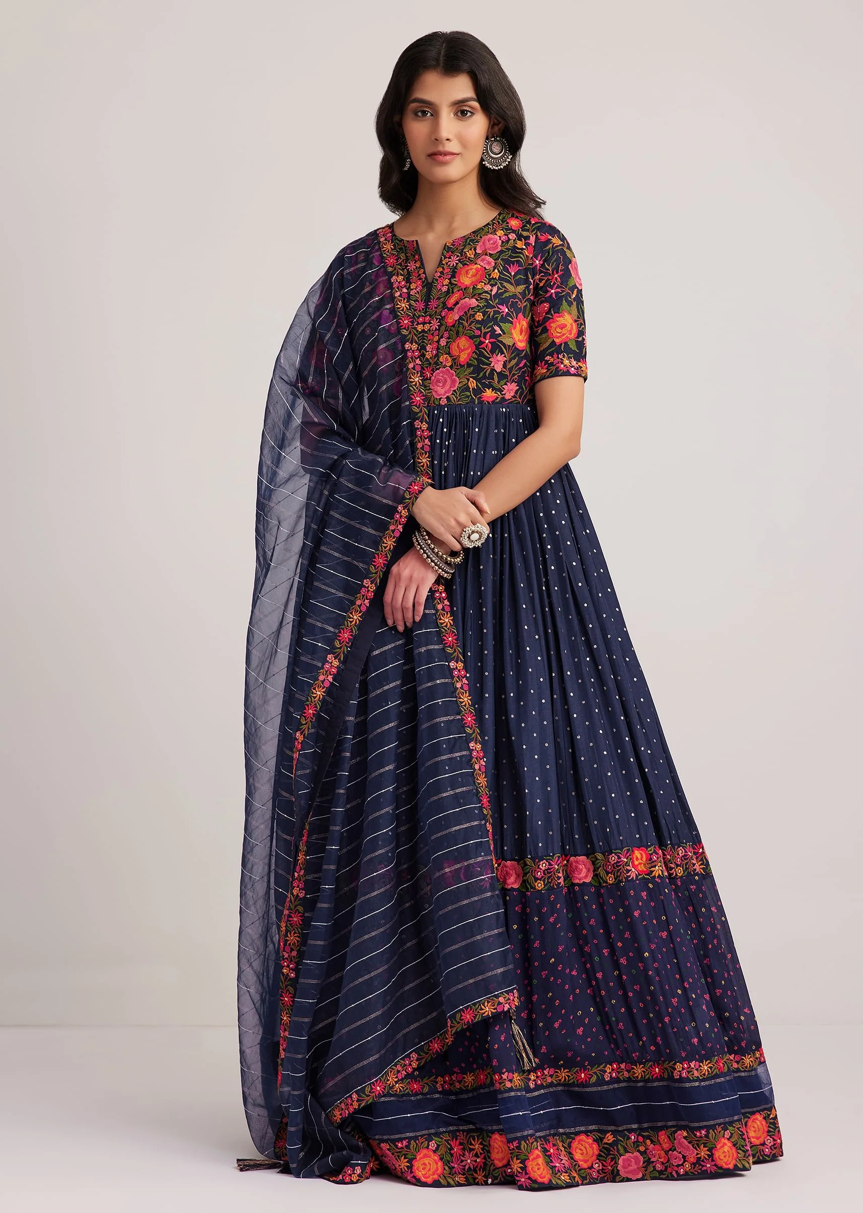 13775-navy-blue-silk-bandhani-anarkali-with-organza-dupatta-3.webp Navy Blue Silk Bandhani Anarkali With Organza Dupatta
