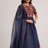 13775-navy-blue-silk-bandhani-anarkali-with-organza-dupatta-4.webp Navy Blue Silk Bandhani Anarkali With Organza Dupatta
