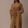Yellow Printed Chiffon Sharara Set With Stone Work Kurta
