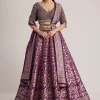 Purple Brocade Embroidered Lehenga Set