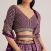Purple Brocade Embroidered Lehenga Set