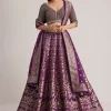 Purple Brocade Embroidered Lehenga Set