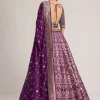 Purple Brocade Embroidered Lehenga Set