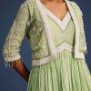 Mint Green Tissue Gown With Embroidered Jacket