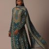 Blue Printed With Stone Detail Kurta Palazzo Set