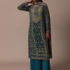 Blue Printed With Stone Detail Kurta Palazzo Set
