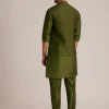 Green Embroidered Nehru Jacket With Bird Detailing