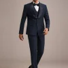 Blue Terry Rayon Tuxedo Set With Hand Work