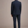 Blue Terry Rayon Tuxedo Set With Hand Work
