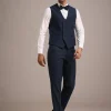 Blue Terry Rayon Tuxedo Set With Hand Work