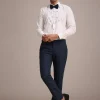 Blue Terry Rayon Tuxedo Set With Hand Work