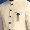 Off White Silk Blend Jodhpuri Set with Textured Detail