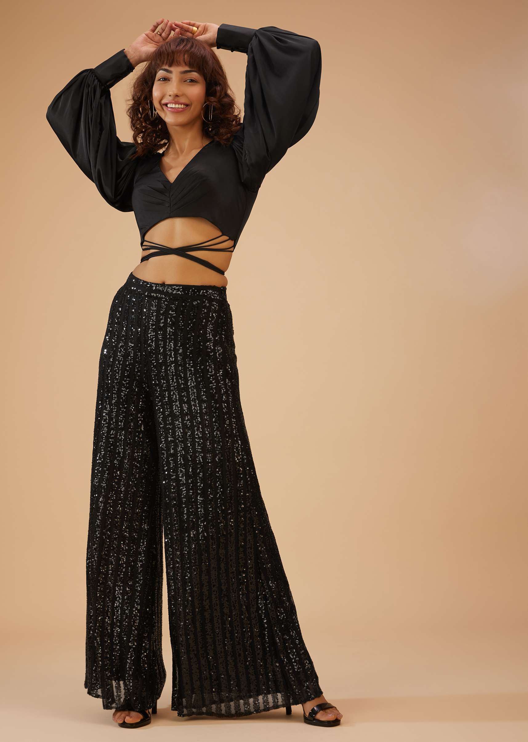 13928-caviar-black-palazzo-and-crop-top-set-1.jpg Caviar Black Palazzo And Crop-Top Set