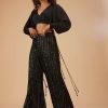 Caviar Black Palazzo And Crop-Top Set