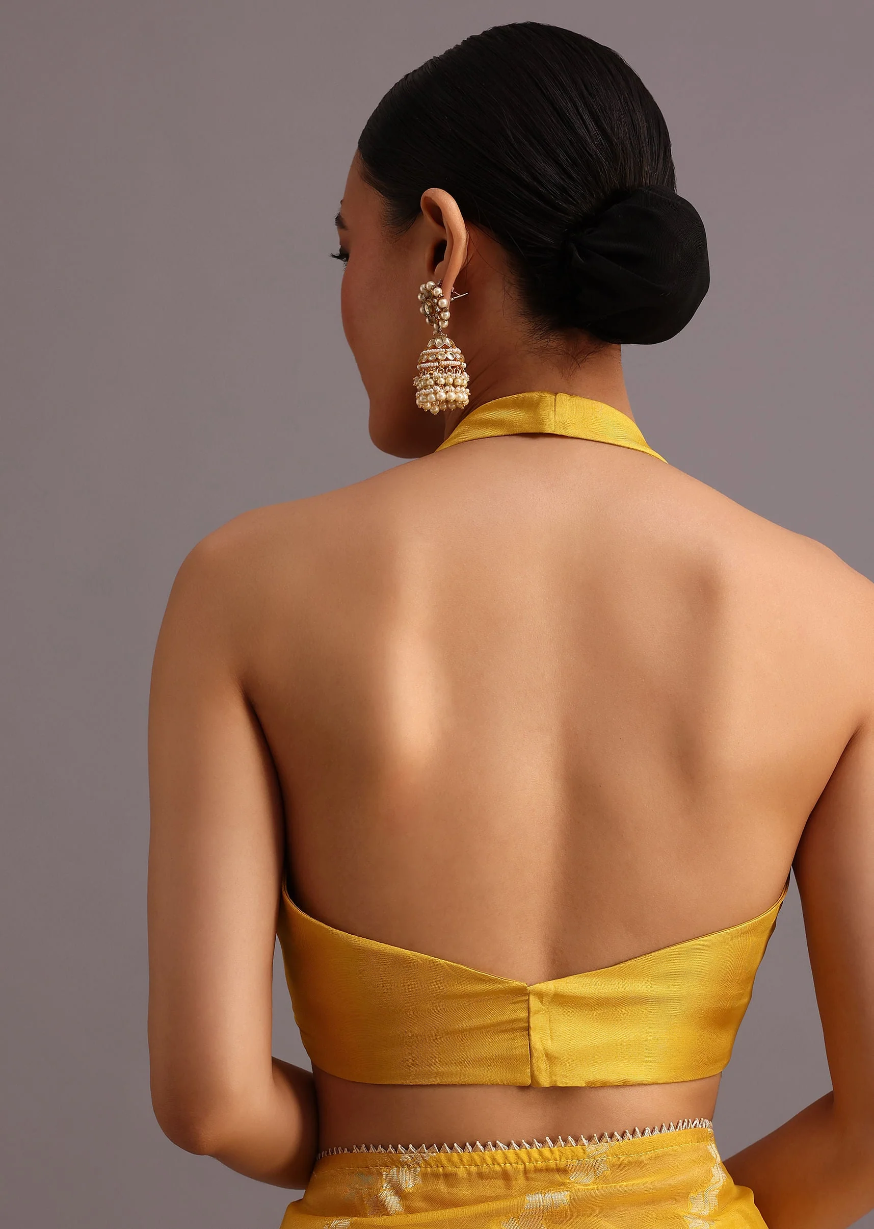 Yellow Dola Silk Leheriya Woven Saree With Gotta Patti Border