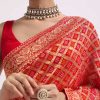 Red Woven Georgette Saree With Unstitched Blouse