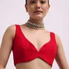 Red Woven Georgette Saree With Unstitched Blouse