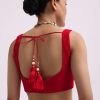 Red Woven Georgette Saree With Unstitched Blouse