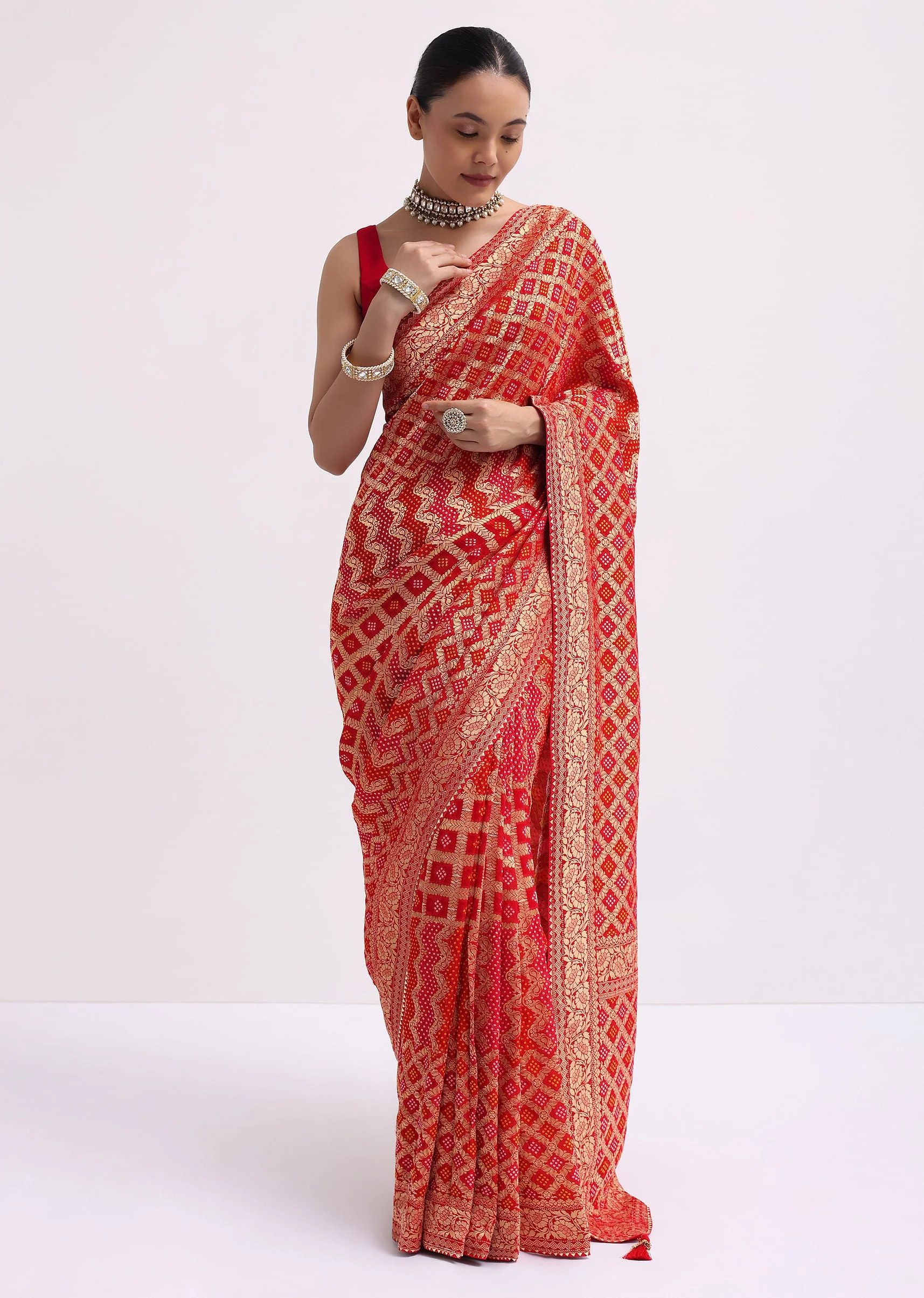 1398-unstitched-fabric-only-unstitched-fabric-only-variation-1.webp Red Woven Georgette Saree With Unstitched Blouse