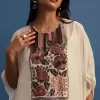Ivory Georgette Skirt And Cape In Resham Work