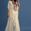 Ivory Georgette Skirt And Cape In Resham Work