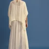 Ivory Georgette Skirt And Cape In Resham Work